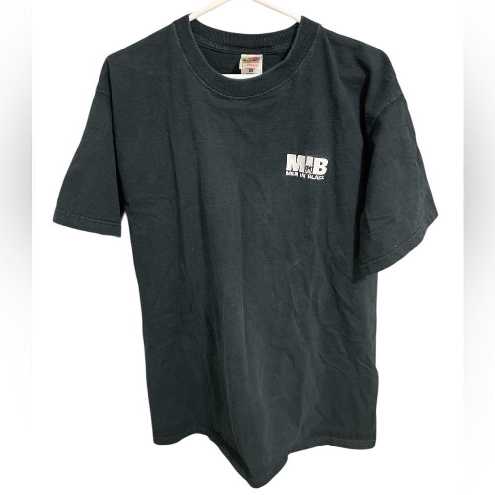 Vintage 1998 Men In Black Embroidered Logo T-Shirt Size XL Black Movie Promo